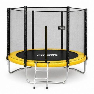 Батут Fitonix 252 см + зовнішня сітка + сходи чорно-жовтий 30686 фото