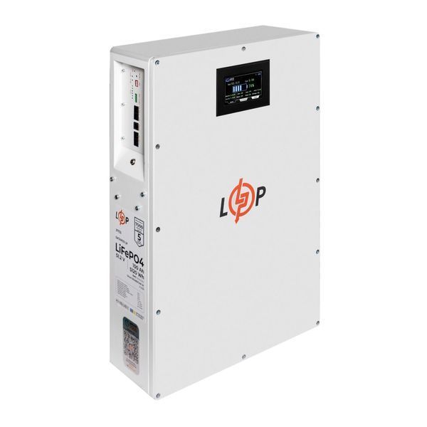 Акумулятор LP LiFePO4 51,2V - 100 Ah (5120Wh) (BMS 100A/50А) метал LCD Smart RS485/CAN JK настінний 37733 фото