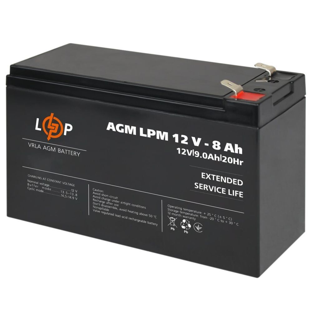 Акумулятор AGM LPM 12V - 8 Ah 3865 фото