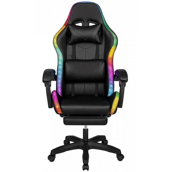 Крісло комп'ютерне ProGame з RGB підсвіткою GX-150 підставка для ніг, для геймерів 30109 фото