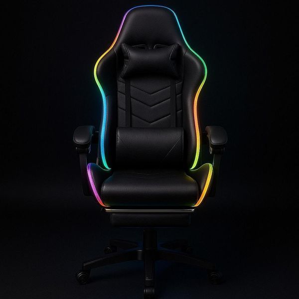 Крісло комп'ютерне ProGame з RGB підсвіткою GX-150 підставка для ніг, для геймерів 30109 фото