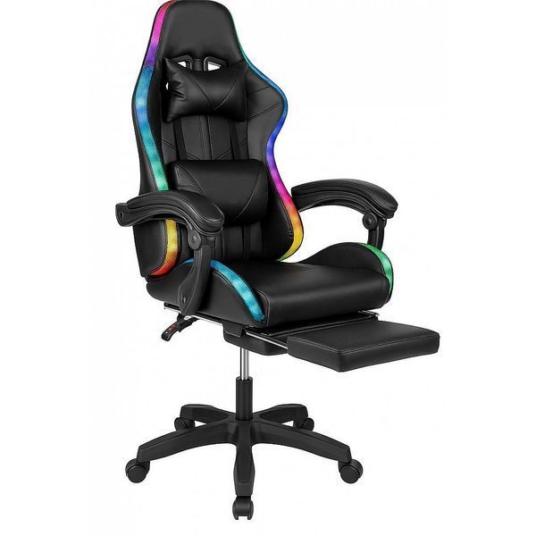 Крісло комп'ютерне ProGame з RGB підсвіткою GX-150 підставка для ніг, для геймерів 30109 фото