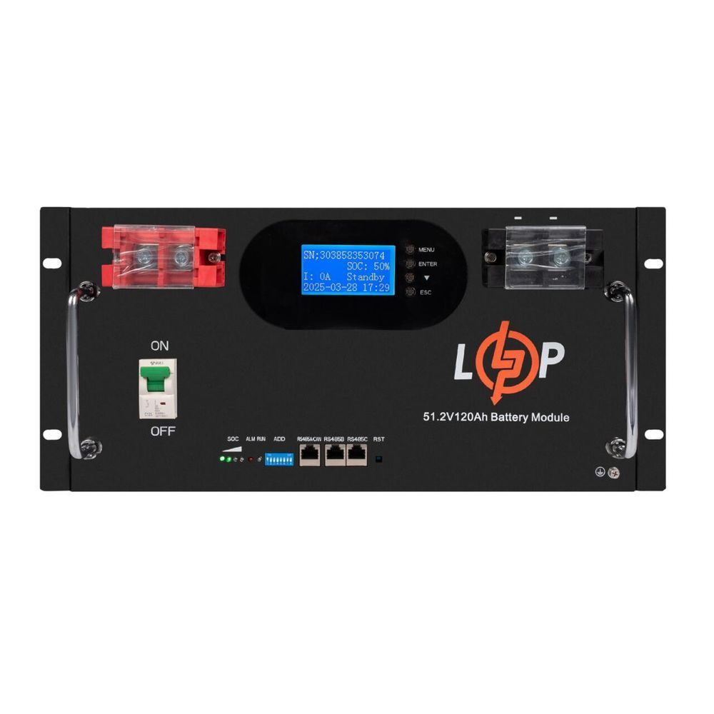 Акумулятор LP LiFePO4 51,2V - 120 Ah 6000Wh (Smart BMS 100A) с LCD RM AB RS485/CAN 30385 фото